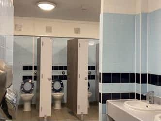 Inside the toilets in Tower Esplanade.