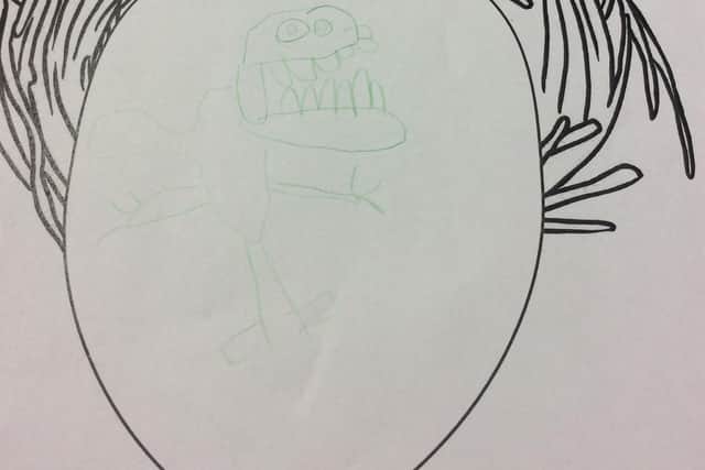 A drawing of the mystery egg.