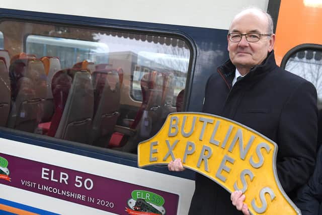 Butlins resort director Chris Baron names the ELRO50 Visit East Lincolnshire in 2020 train.