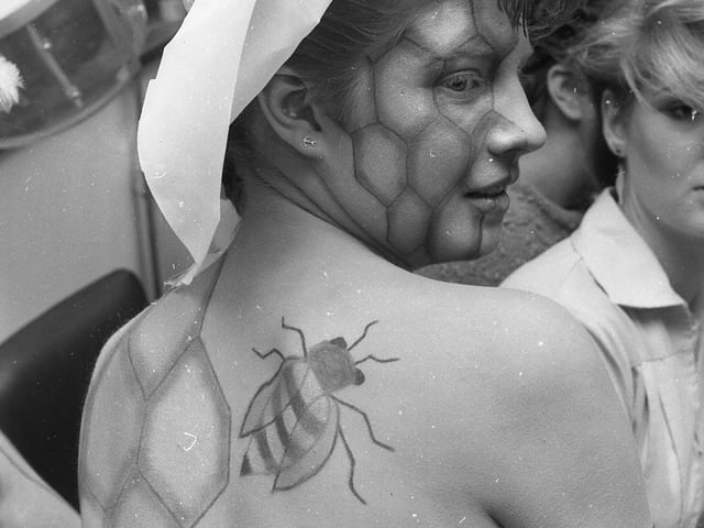A close-up of the winning design, as modelled by Karen Porter.