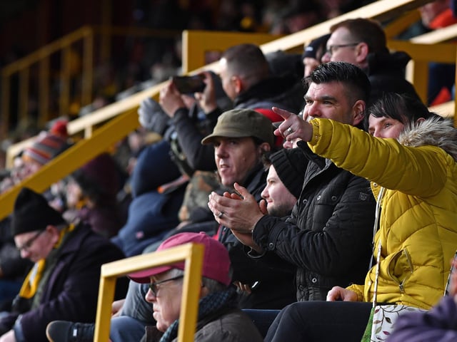 Fans watch Boston United v Telford. Photo: John Aron