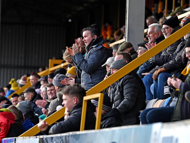 Fans watch Boston United v Telford. Photo: John Aron