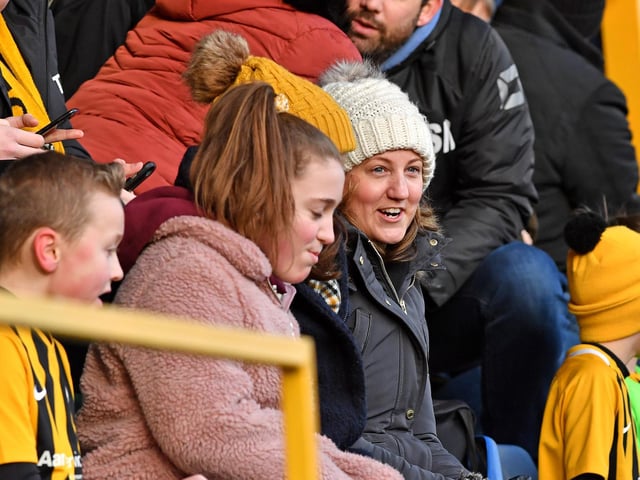 Fans watch Boston United v Telford. Photo: John Aron