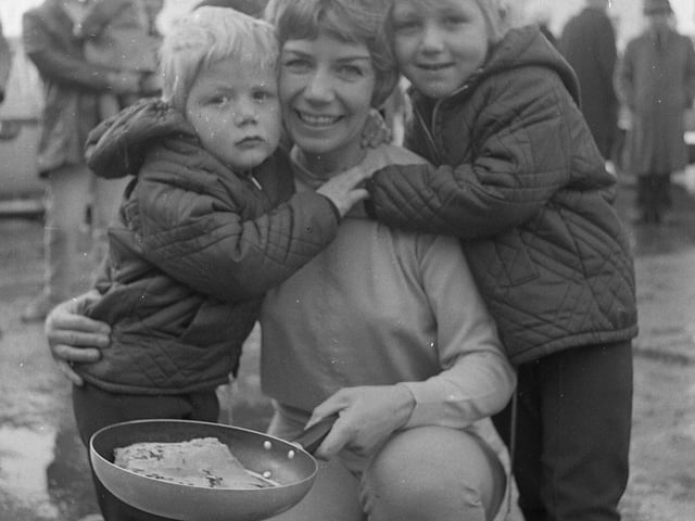She was joined on the day by sons David (four) and Jonathan (three).