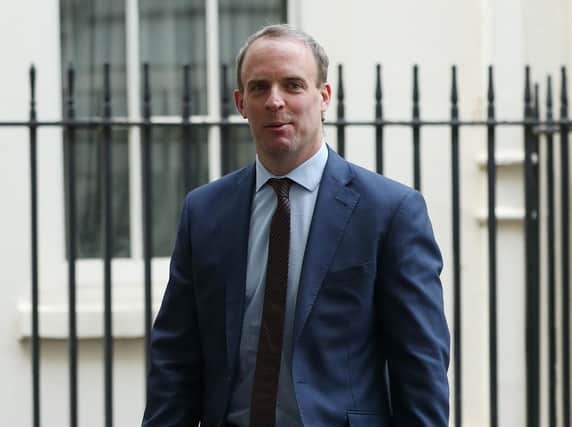 Foreign Secretary Dominic Raab leaving No 10 Downing Street, after a media briefing in Downing Street, London, on coronavirus (COVID-19). London. Photo: PA