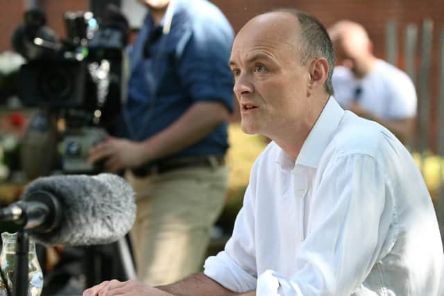 Dominic Cummings, senior aide to Prime Minister Boris Johnson, makes a statement inside 10 Downing Street, London, following calls for him to be sacked over allegations he breached coronavirus lockdown restrictions. Photo: PA