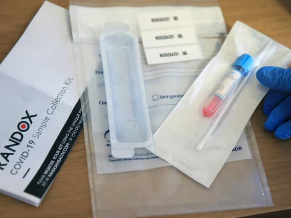 A test sample at the Eothen Homes care home in Whitley Bay, Tyneside, where all staff and residents are being tested for coronavirus. Photo: PA