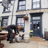Samuel Smith's brewery delivers beer to the Coach and Horses pub in Tadcaster, Yorkshire, as pubs prepare for reopening to members of the public when the lifting of further lockdown restrictions in England comes into effect today (Saturday). Photo: PA