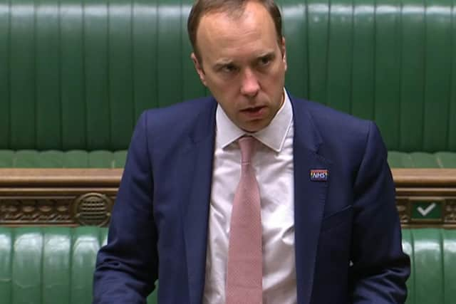 Health Secretary Matt Hancock makes a statement on Covid-19 in the House of Commons, London, confirming local lockdown restrictions will be introduced in Northumberland, North Tyneside, South Tyneside, Newcastle-upon-Tyne, Gateshead, Sunderland and County Durham. Photo: PA