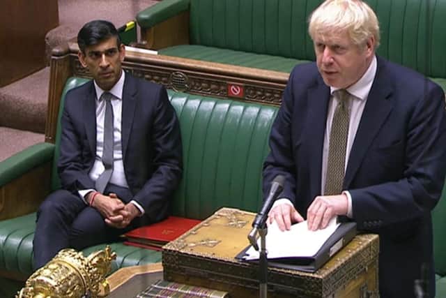 Prime Minister Boris Johnson making a statement in the House of Commons in London, setting out a new three-tier system of controls for coronavirus in England. Photo: PA