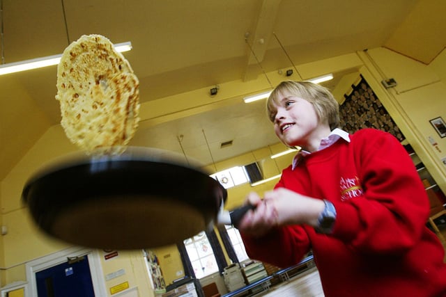 Pancake day at All Saints CE Primary School, Halifax back in 2009.