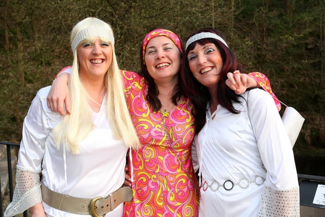 Abba evening at the Venue, Bowers Mill, Barkisland, Clare Williams, Katie Beaumont and Helen Jackson.