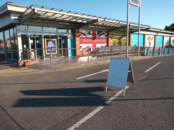 Closed until further notice, read the sign at the entrance to Aldi in Sleaford after a carbon dioxide gas leak from the food chilling system.