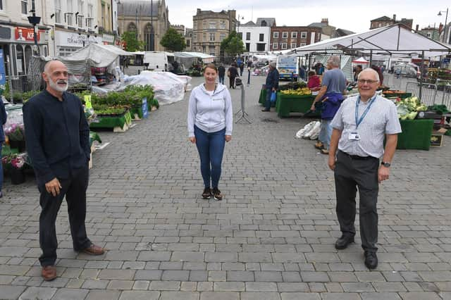 L-R Nigel Welton - deputy leader, Kristina Willoughby - town centre services manager, Paul Skinner - leader. EMN-200629-072735005