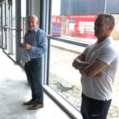 Manager Elliott withy chairman David Newton and assistant John McDermott on site. Photo: Boston United