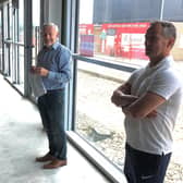 Manager Elliott withy chairman David Newton and assistant John McDermott on site. Photo: Boston United