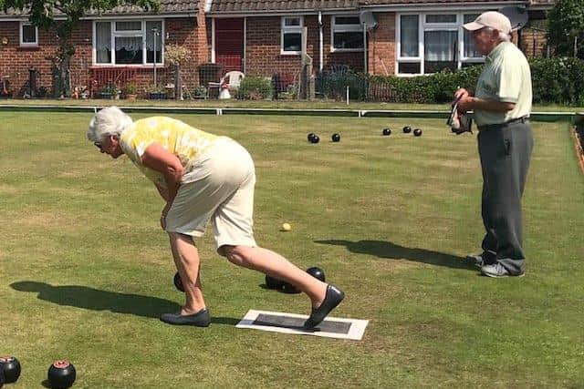 Janet Loughran in action at Forbes Road Bowls Club.