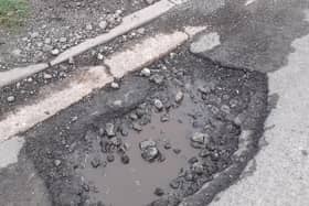 One of the potholes on The Causeway in Burgh le Marsh which is causing concern.