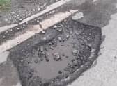 One of the potholes on The Causeway in Burgh le Marsh which is causing concern.