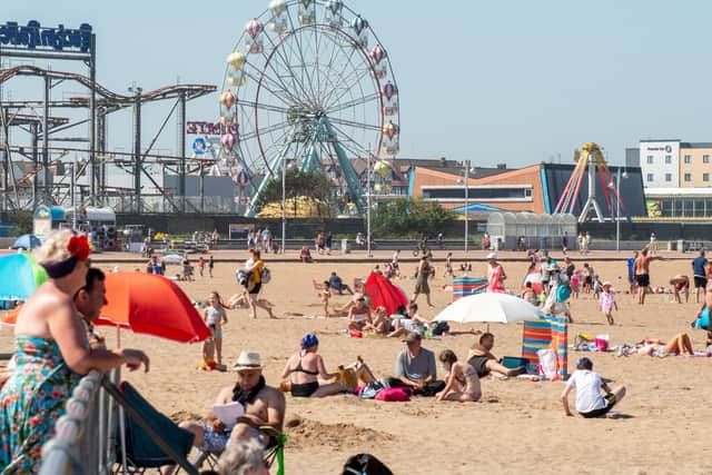 A packed Skegness beach.