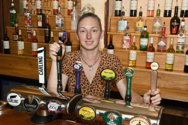 Gemma Richardson of the Castle Inn is ready for punters on July 4