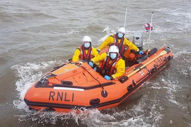 The RNLI rescued a man who was not wearing a lifejacket and had been clinging to a capsized dinghy for 45 minutes. Photo: James Porter RNLI Skegness