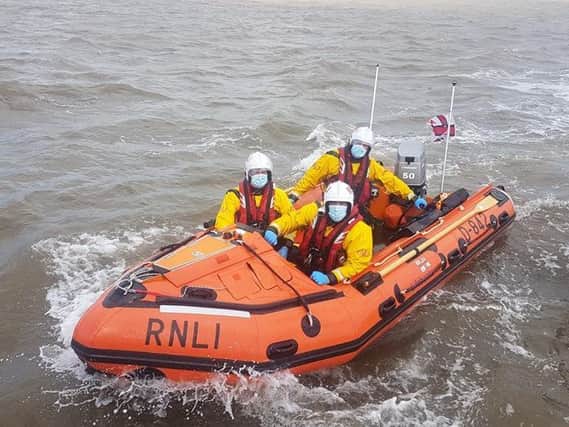 The RNLI rescued a man who was not wearing a lifejacket and had been clinging to a capsized dinghy for 45 minutes. Photo: James Porter RNLI Skegness