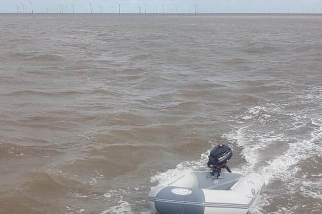 The dinghy was towed ashore by the RNLI. Photo: James Porter RNLI Skegness