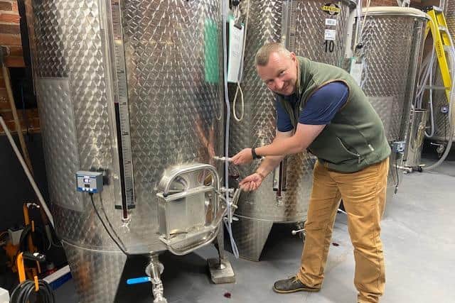 Simon White in the winery - the 2019 vintages are almost ready to be bottled.
