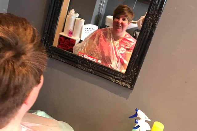 Jo Stone delighted with her new 'do'.