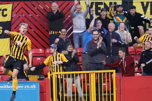 Jumping for joy! Jake Wright is among the loanees training with the Pilgrims for their play-off push. Photo: Eric Brown