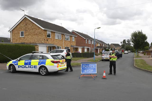 Police, bomb disposal officers, and other emergency services at the scene yesterday