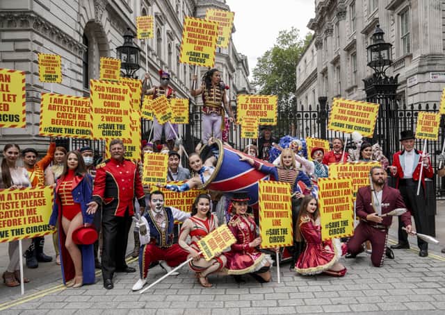 Over 50 circus performers from around the UK delivered a petition to Downing Street this week. (Photo: Jeff Moore) EMN-200907-152516001