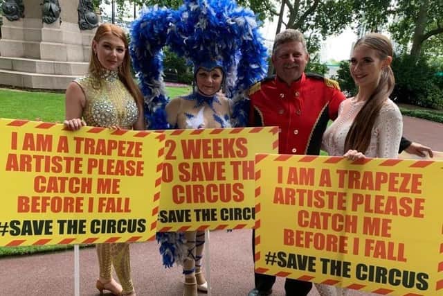 Over 50 circus performers from around the UK delivered a petition to Downing Street this week. (Photo: Jeff Moore) EMN-200907-152259001