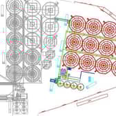 The proposed new site plan (new facilities shown in red)