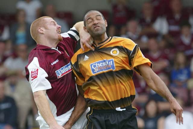 Lee battles with Northampton's Sean Dyche. Photo: GettyImages