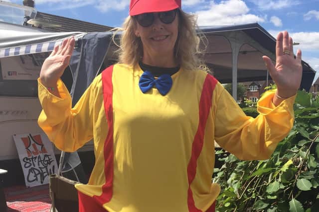 Lisa had several costume changes during the day. Here she is dressed as Tweedle Dum.