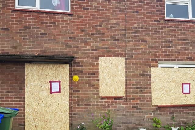 The picture the police tweeted of the shut down home