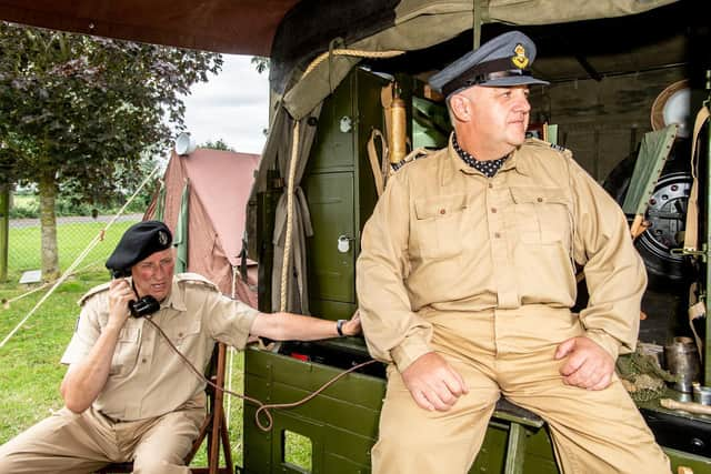 Darron Beeson and Paul Mason, part of Lincolnshire Military Vehicle Trust, at Lincolnshire Aviation Heritage Centre.