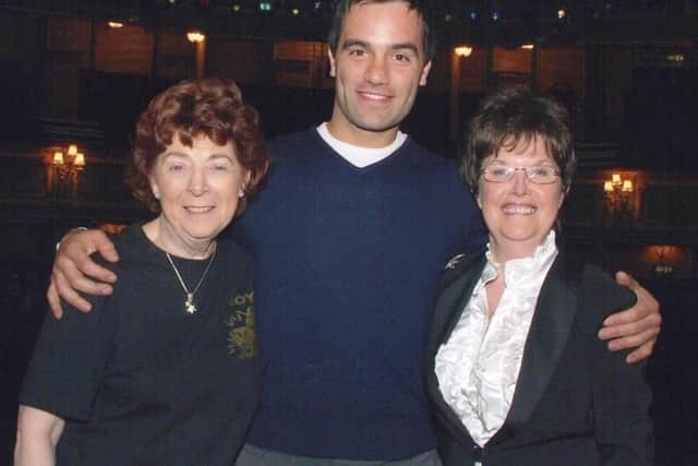 Joy and Janice with Holby City star and West End singer Ramin Karimloo at Phantom of the Opera.