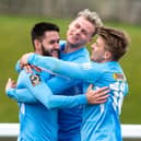 Knowles, Wright and Thewlis won promotion together with Harrogate Town. Photo: @RussellDossett