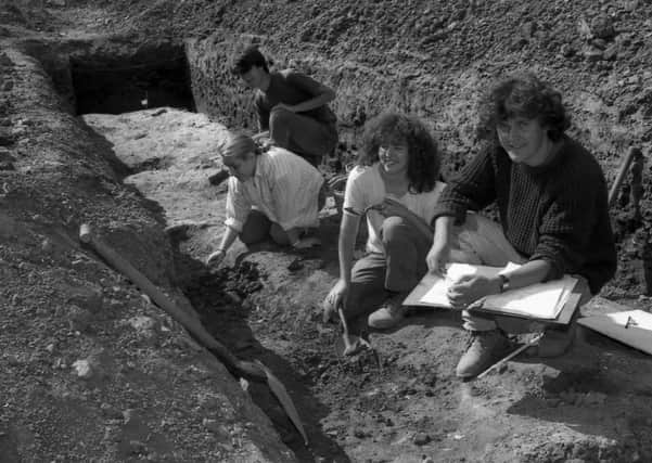 Pictured at the poultry market archaeological dig 30 years ago, Tim Hollinshead, Sharon Lowth, Susan Unsworth, and Dale Trimble.
