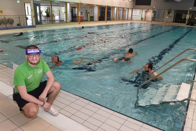 Swimming pool at Sleaford Leisure Centre re-opens to public. Duty Manager, Billy Wells. EMN-200727-100409001