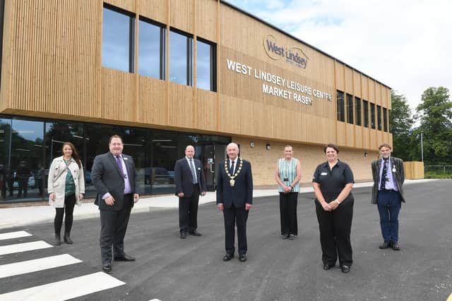 Market Rasen Leisure Centre opens to the public for the first time. L-R Cordelia McCartney, Giles McNeil, John McNeil, Steve England, Anna Grieve, Kerry O'Neill - contract manager, Stephen Bunney. EMN-200727-103243001