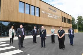Coun Giles McNeill (second left) at the official opening of the Market Rasen centre back in July.