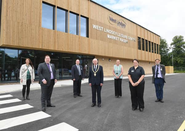 Market Rasen Leisure Centre opens to the public for the first time. L-R Cordelia McCartney, Giles McNeil, John McNeil, Steve England, Anna Grieve, Kerry O'Neill - contract manager, Stephen Bunney. EMN-200727-103243001