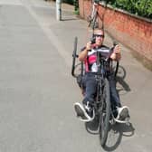 On yer bike - Pete Linnett will attempt to hand-cycle from Leicester to Skegness.