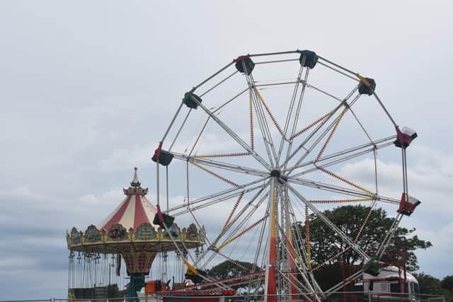 The travelling fair being set up on the Festival Pavilion site. ELDC say it has vintage rides and is an added attraction. Photo: Barry Robinson.