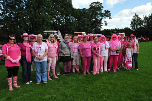 Participants in the first Lincolnshire Ladies' Tractor Run at Butterwick, raising money for charity.