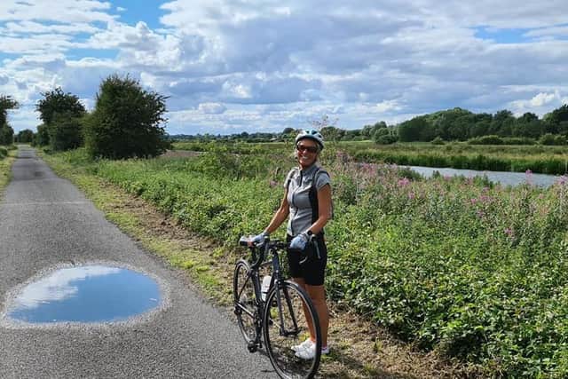 Honor Stead on the stretch of cycleway from Bardney to Woodhall Spa.